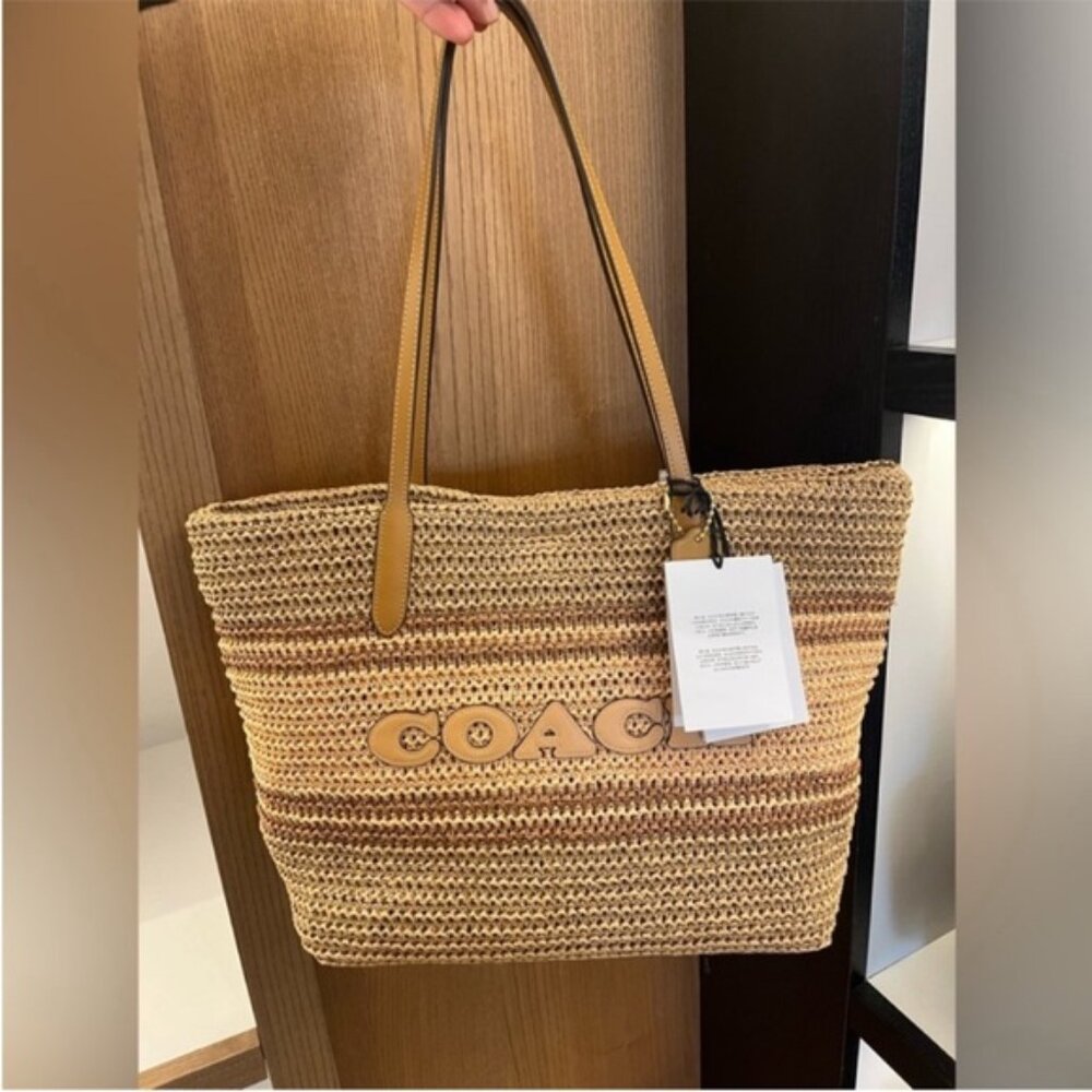 Coach Tan and Brown Tote Bag